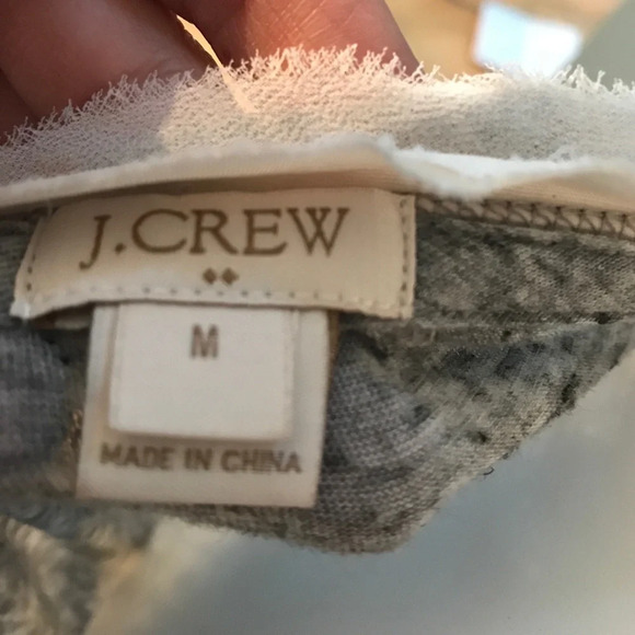 J. Crew gray v neck tee shirt with satin trim - Picture 5 of 5